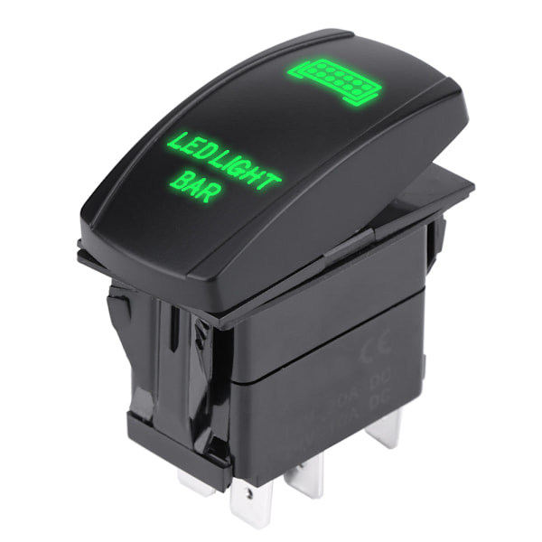 12V 24V Vedenkestävä 5-napainen LED-valopalkin vipukytkin SPST Päälle/Pois Auton, Veneen, Kuorma-auton (Vihreä)