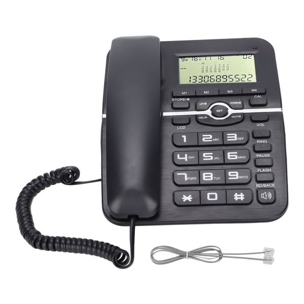 KXT2028CID stasjonær telefon med ledning 4 grupper med hurtigoppringingsfunksjoner Fasttelefon med ledning for kontorhotell (svart)