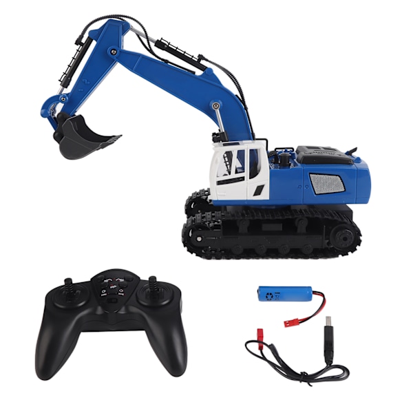 Fjernstyrt Gravemaskin 1:18 Legering RC Gravemaskin Byggekjøretøy Leke for Barn 8 År og Eldre Blå Enkeltbatteri