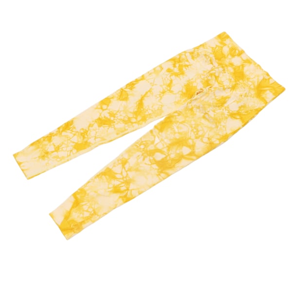 Yellow Tie Dye High Waist Butt Lifting Leggings för kvinnor - Storlek L