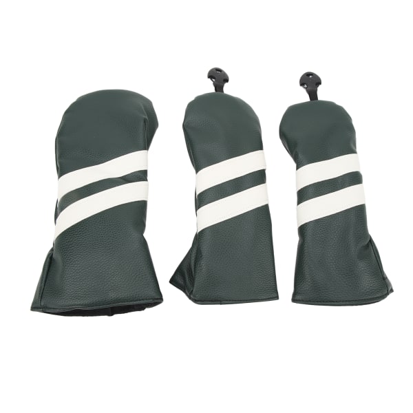 Mørkegrønt PU Club Headcover Set - Støvtett og roterbart for Driver, Wood, Fairway og Hybrid