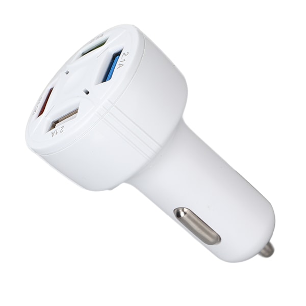 Billaddare 1 in 4 USB Ut QC3.0 Brandskydd Multiskydd Plug and Play Universal 12‑32V Vit