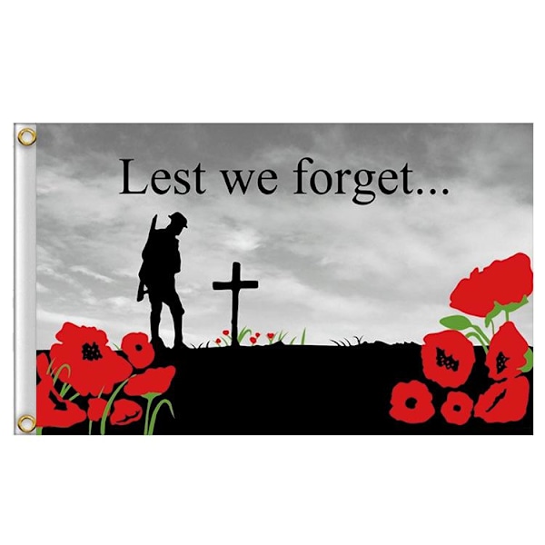 Lest We Forget Flag, 3 X 5 Ft Lest We Forget Flag Til Veteraner Memorial Day, Mindedag Poppy Flag Banner Lest We Forget Flag A