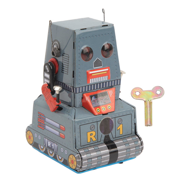 Retro Clockwork Wind Up Robot Lelu - Klassinen tinainen vintage-rekvisiitta valokuvaukseen, keräilyyn, jouluun, syntymäpäivälahjaan
