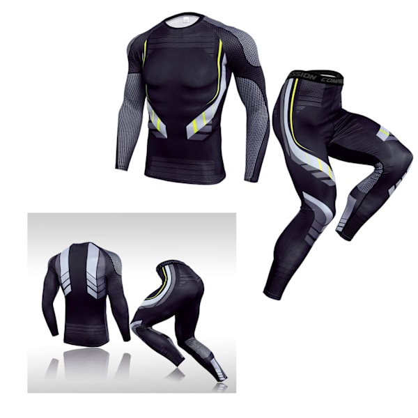 Menn Tight Fitness Suit Hurtig Tørkende 2-delt Pustende Treningsdrakt med Gel Pad for Trening TK174 Suit L