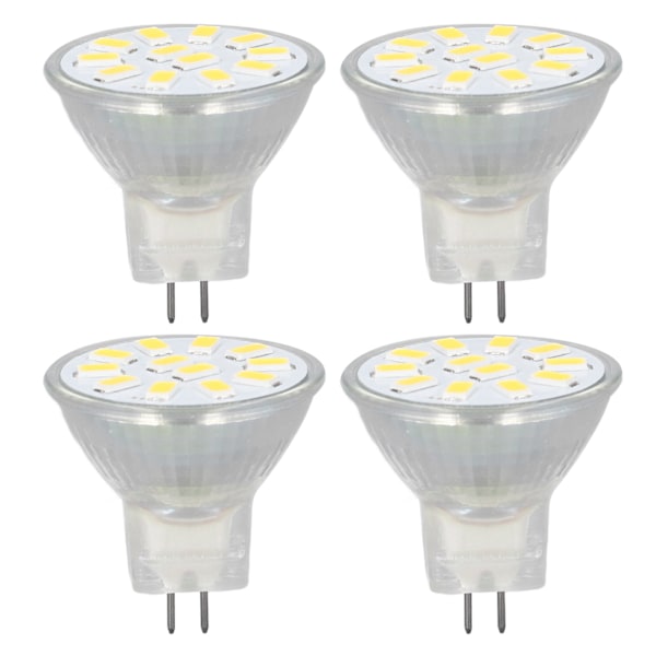 4 stk./sæt MR11 LED-spotpære med dobbelt nålebase 360° varmeafledning 3W 12 LED-pærer Varm hvid