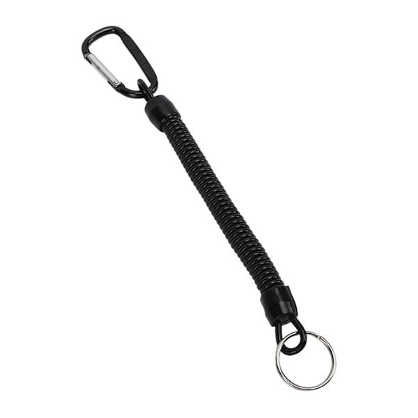 Infällbar fjäder elastiskt rep Säkerhetsutrustning Verktyg Anti Lost Nyckelring Fishing LanyardBlack