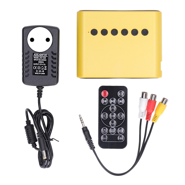 Mini Projektor Bærbar Mini Hjemmekinoprojektor HD LED Mikro Mobiltelefon Samme Skjerm Projektor for Laptop TV Telefon Nettbrett Gul EU Plugg 100-240V