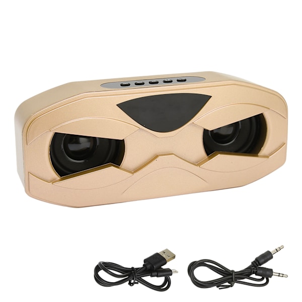 Bluetooth-högtalare FM-radio HiFi-subwoofer Trådlös högtalare med LED-display Färgglad andningslampa för hemresor Guld