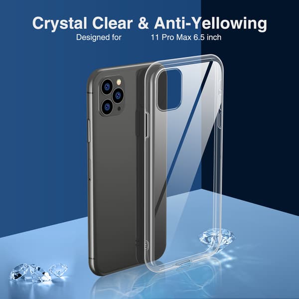 Klar TPU-etui for iPhone 11 Pro Max 6,5 tommer - Ultratynn & Anti-Guling
