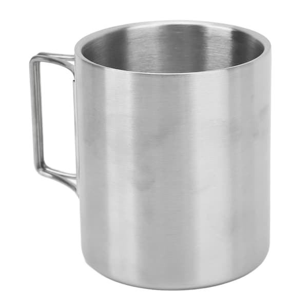 Campingkrus i rustfrit stål, dobbeltisoleret kaffekrus med foldbart håndtag til grill, bjergbestigning[SZ]