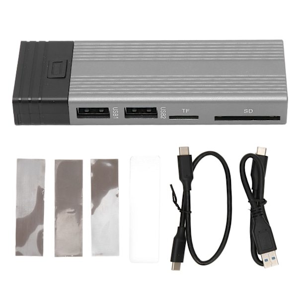Nvme SSD-kapsling 4 i 1 USB3.0 M.2 NVME NGFF Maximalt 10 Gbps Automatiskt viloläge NGFF SSD-kapsling för Telefon Surfplatta Stationär Dator Grå