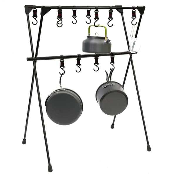 Camping Hængende Stativ Aluminium Legering Dobbelt Lag Multifunktionel Tripod Udendørs Stativ Værktøjer Sort S Sort