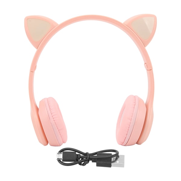 Cute Cartoon Cat Ear LED trådløse hodetelefoner - Rosa