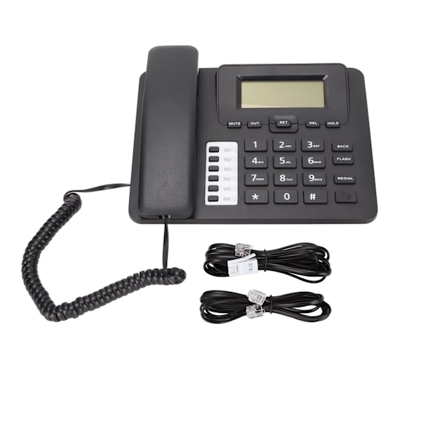 Hemtelefon med sladd, LCD-skärm, handsfree, samtalsidentifiering och väckarklocka - Perfekt för hemmet eller kontoret