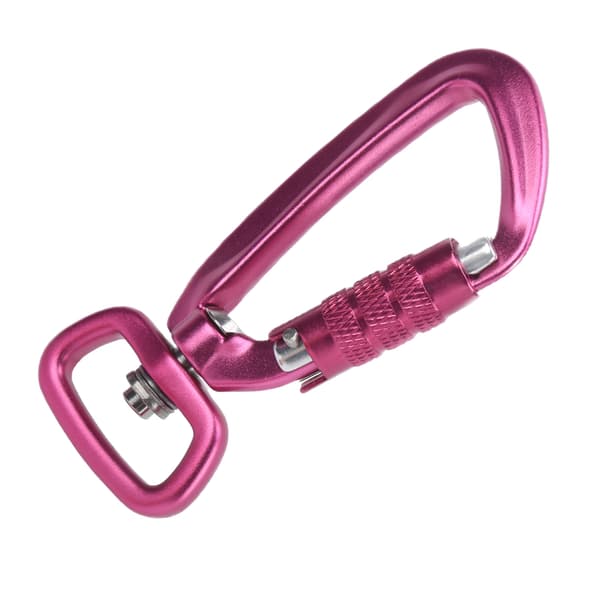 Carabiner Clip Auto Locking Square Bottom 360 Rotation Hook Accessory for Dog Leashes Hammocks Backpacks Pink