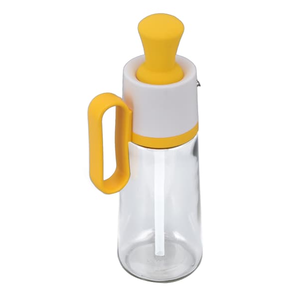 Oliekande 550 ml Anti-lækage Eddikedispenser Synlig Kapacitet Blank Oliedispenser med Skala til Udendørs Grill Gyldengul