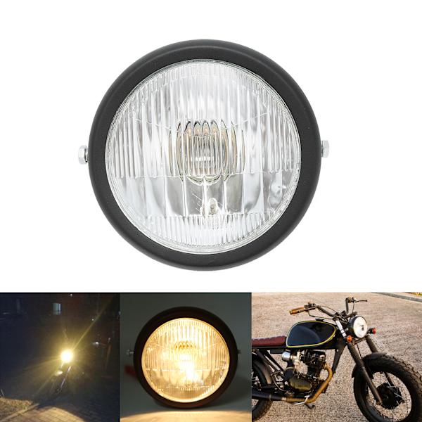 12V Universell Motorcykel Vattentät Dammsäker Retro Strålkastare Hög/Låg Stråle Framlykta Svart Skal Vit Lins