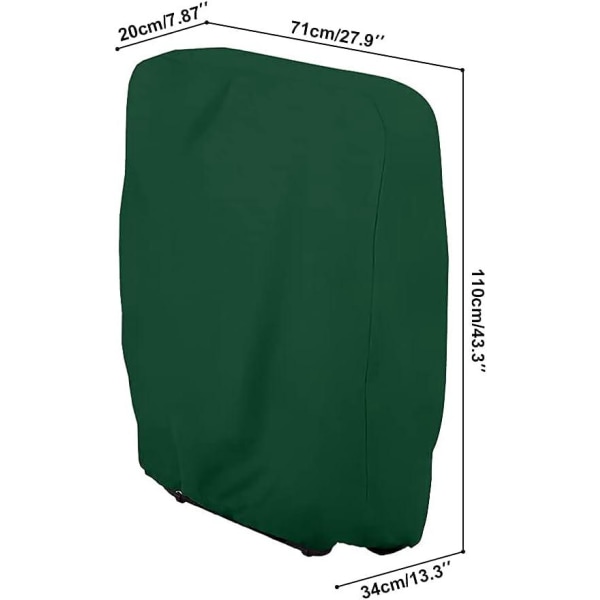 Beskyttelsestrekk for sammenleggbar solseng, hagesolseng støvtett trekk, vanntett, UV-bestandig, 210D Oxford for hvilestol, B71×H110cm (grønn)