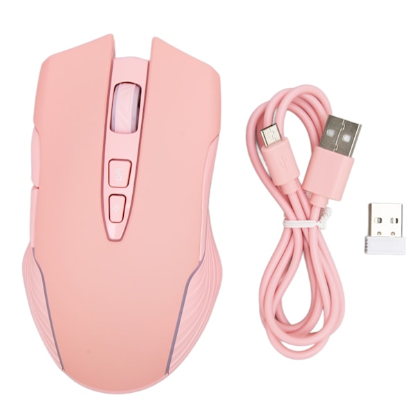 Trådløs Mus 2.4G Oppladbar USB RGB Profesjonell Optisk Sensor Gaming Mekanisk Mus Rosa