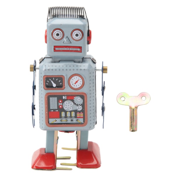 Vintage Wind Up Robot Toy - Retro Tin Clockwork Walking Toy for fotorekvisitter, dekorasjon, overraskelsesbursdagsgave