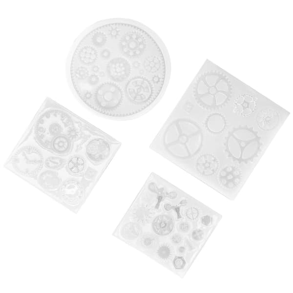 4 stk. silikoneforme, mekanisk gearformet form, chokolade lerforme, kagedekoration