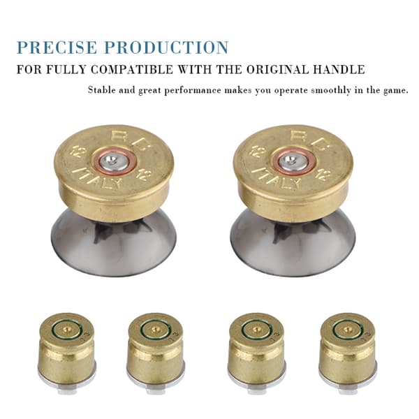 Guld Metal Bullet Knapper & Thumbstick Mod Kit til PS4 Controller - 6 stk.