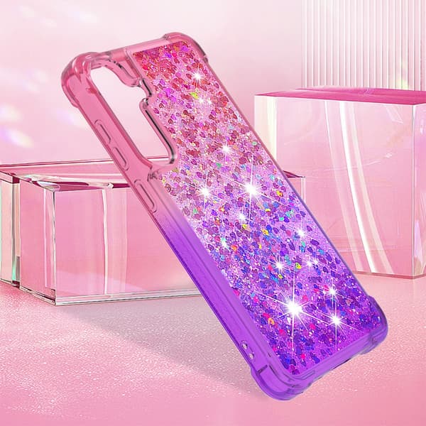 Samsung S24 Kvicksand Glitter Hjerter TPU-deksel - Rosa-Lilla multifärg multicolor
