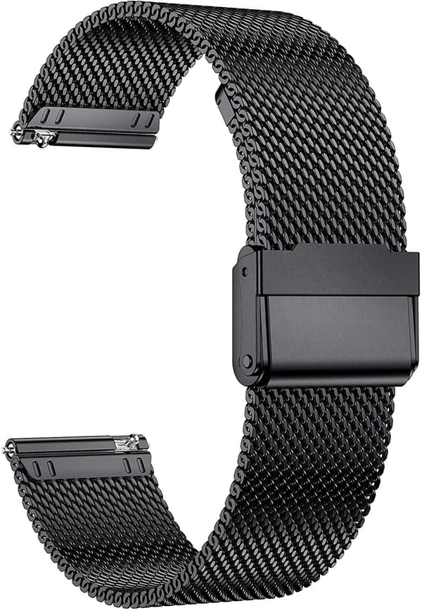 Sort urrem i rustfrit stål 22 mm montering kompatibel med Samsung[SZ]