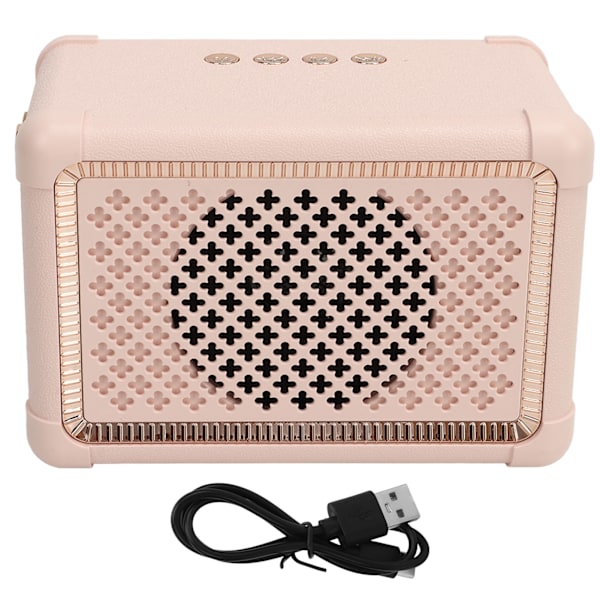 Bärbar vintage trådlös högtalare - rosa, perfekt för skrivbord, sovrum, kontor, fest och utomhusbruk! (6 timmars batteritid)