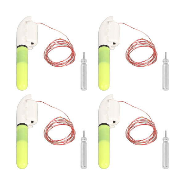 Glødende LED fiskestanglys - sett med 4, grønne vanntett nattfiskebitt alarm