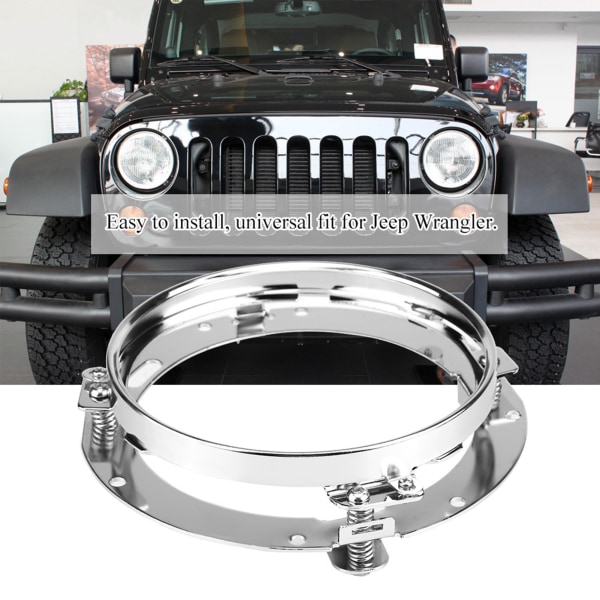 Rostfritt stålfäste för Jeep Wrangler - 7-tums rund LED-strålkastarlampahållare
