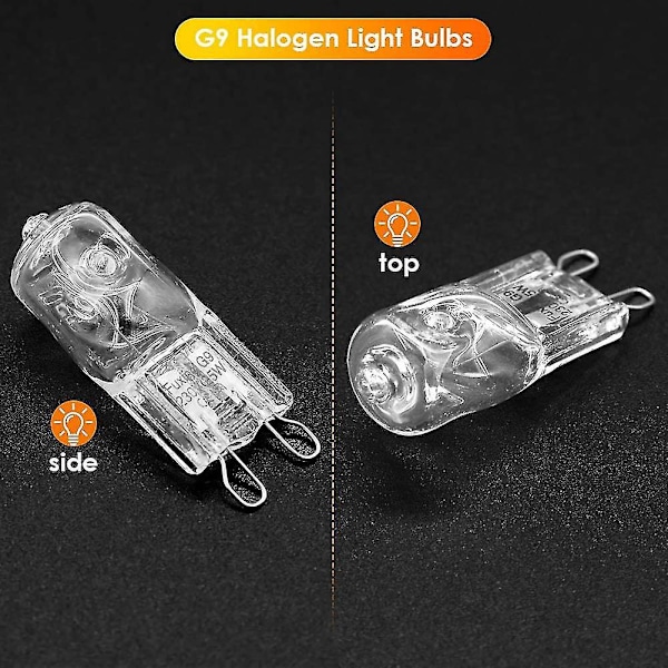 20 G9 Halogenlampor, 25W Klar Halogen Dimbar, Varmvit 2800k, för Ljuskronor, Pendellampor