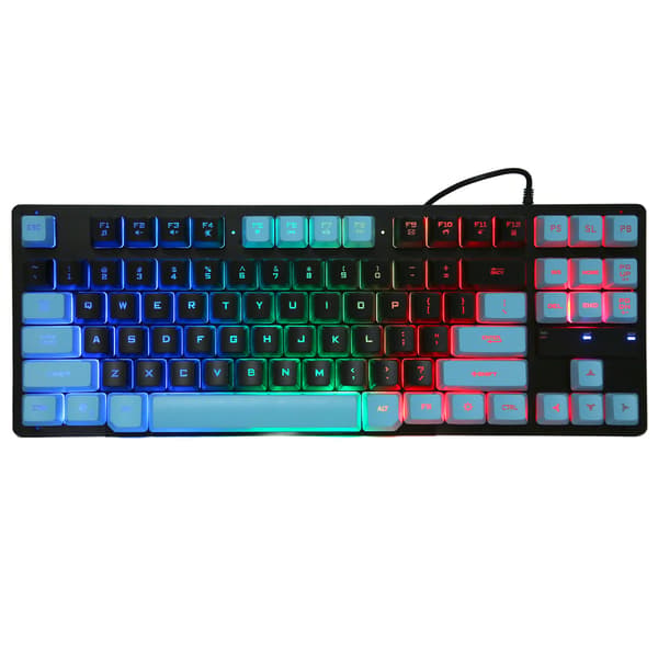 Kablet Gaming Tastatur 87 Taster Ergonomisk Farve Baggrundsbelyst Design Desktop Notebook Computertilbehør Blå og Sort