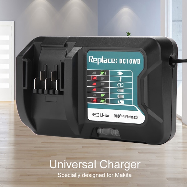 Hurtig litiumbatterioplader til Makita DC10WD/BL1015 10,8V 12V EU-stik