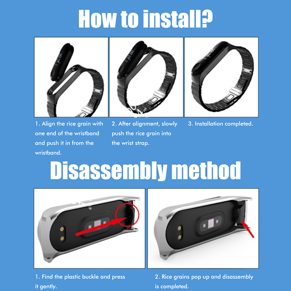 Udskiftningsarmbånd Kompatible med Xiaomi Band 7 Metalremme Vandtætte Rustfri Stålremme Nemme at Installere med Værktøj