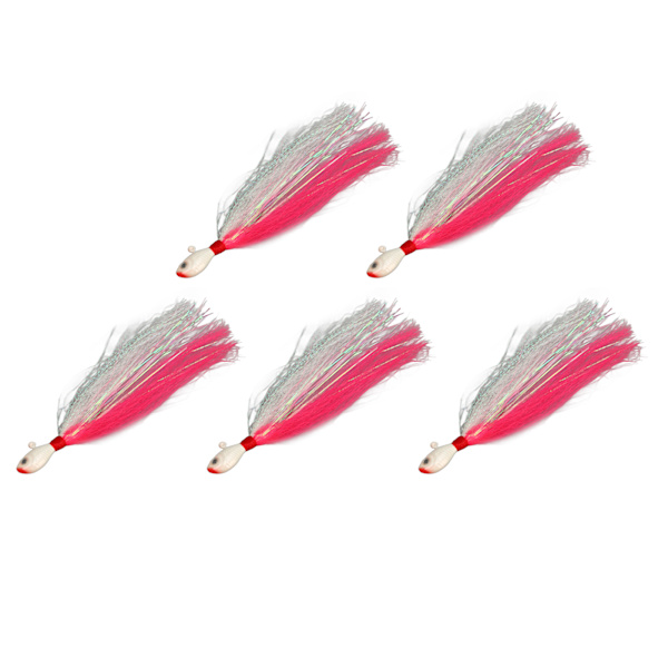 Metall Isfiske Jiggsett - 5 stk Rosa naturlige agn med skarpe J-kroker