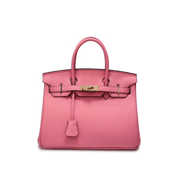 Snygg Handväska i Körsbärsrosa Ko-Läder 35cm Lychee-Mönster Hög Kvalitet Cherry pink 35CM