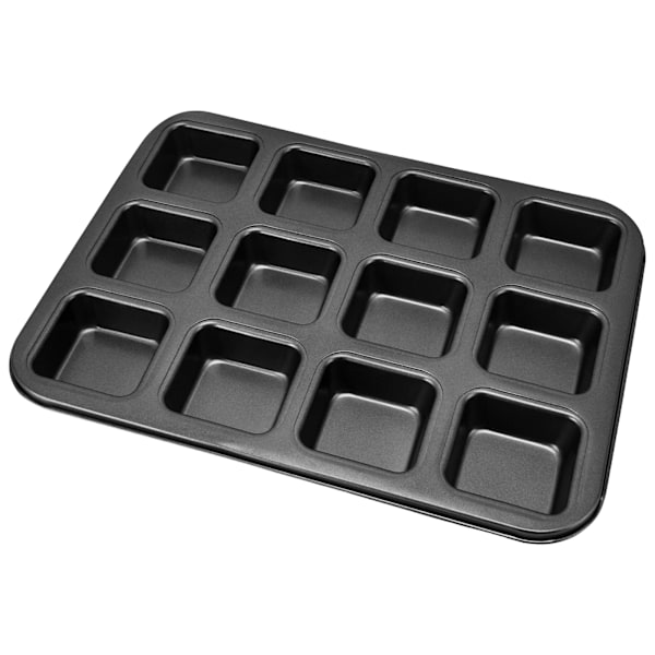 Mini Loaf Stekepanner 12 Hulrom Brownie Stekepanne Karbonstål Muffins Bakeware Cupcake Brøddeler Form Svart