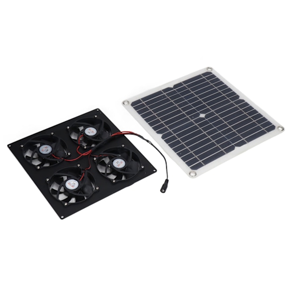 Bärbar soldriven fläkt - 4 fläktar, 100W 20V, grön energi, perfekt för hundhus, hönshus, växthus, husbilar