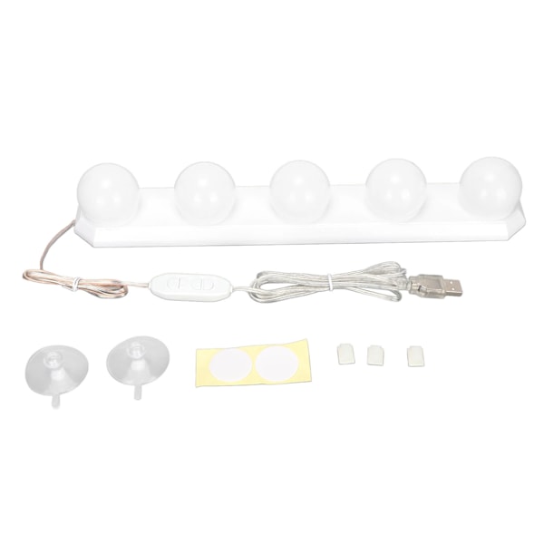 5 LED-belysning för sminkbord med 5 dimbara lampor, 3 färglägen, 10 ljusstyrkenivåer, bärbar belysningsarmatur för badrum
