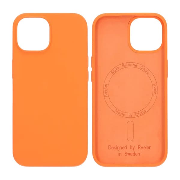 Rvelon Mobilskall Silikon MagSafe til iPhone 15 - Oransje Orange orange