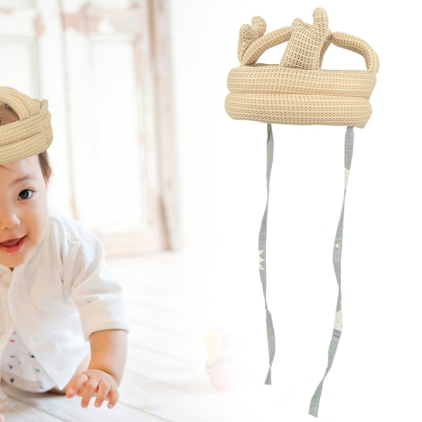 Pustende sikkerhetshjelm for småbarn, babyhodebeskyttende hatt, antikollisjonsbeskytter (1# Beige)