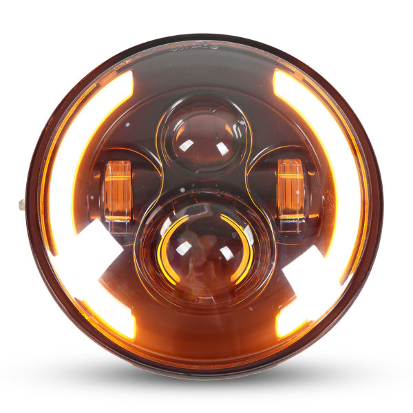 Universal 7-tommers Halo LED-hodelykt - Tofarget kjørelys