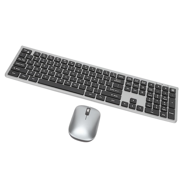 2,4 GHz Trådlöst tangentbord och mus 108-tangenter Fullt tangentbord och ergonomisk mus med hög känslighet för Windows för bärbar dator Metallgrå