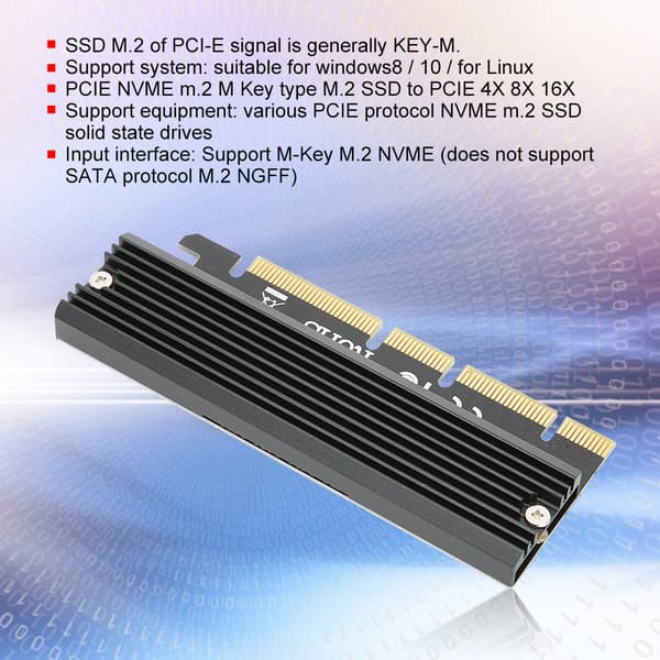 PCIe 3.0 16x M.2 NVMe SSD-sovitin kortti - M Key NGFF PCIe 4X 8X 16X ulostulo
