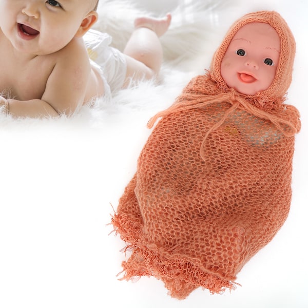 Fotografering rekvisitter hat sovepose sød nyfødt baby stræk wrap genanvendelige baby kostumer (Chrysanthemum Pink HatWrap)