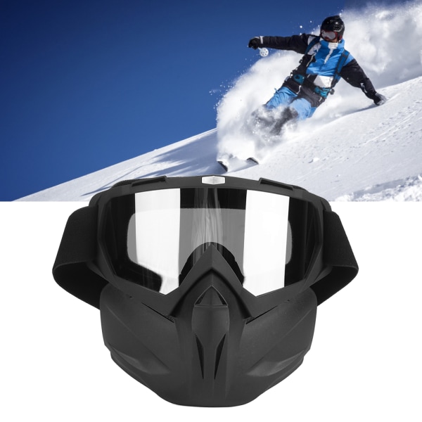 Motorsykkelbriller Herre Dame Snøscooterbriller Ski Snowboard Vinter Snø Vindtett utendørs maske Solbriller, matt svart