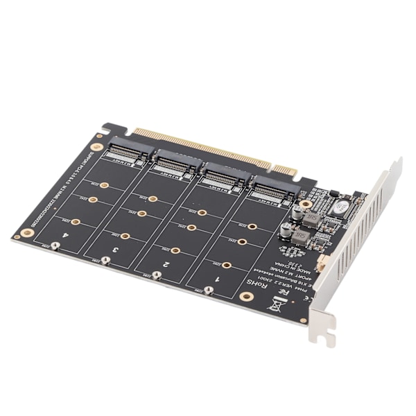 M.2 NVME SSD till PCIE X16 Adapter 4 Port Hög Hastighet 4x32Gbps Soft Raid Kort med Individuell LED-Indikator för Datorer