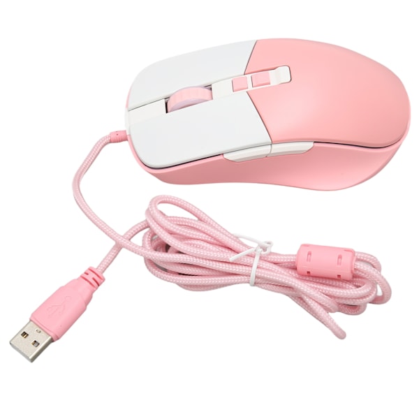 Trådbunden Mus Ergonomisk Strömlinjeformad Cool RGB Optisk Sensor Gaming Mekanisk Mus för Hemmakontor Rosa Vit